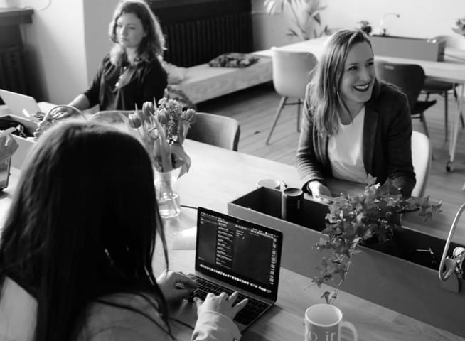 Woman smiling on office.